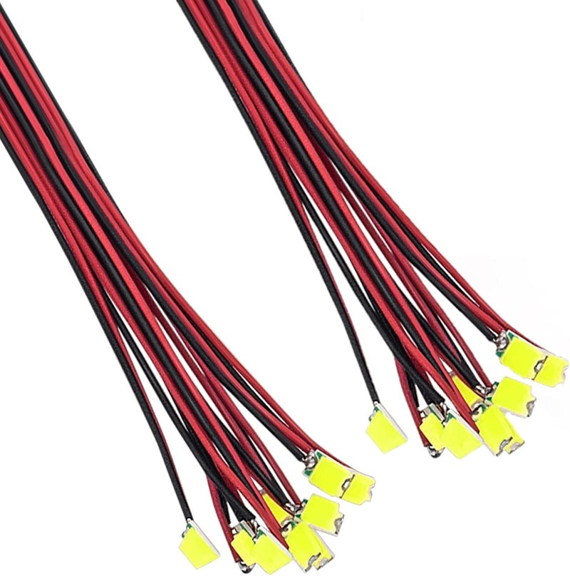 DiCUNO 20 قطعة من الصمامات الثنائية الباعثة للضوء SMD 0805، LED ميكرو مسبق اللحام للاستخدام الذاتي، مشاريع علمية، طول السلك 16 سم (6.3 بوصة)، الألوان: أبيض - Image 1